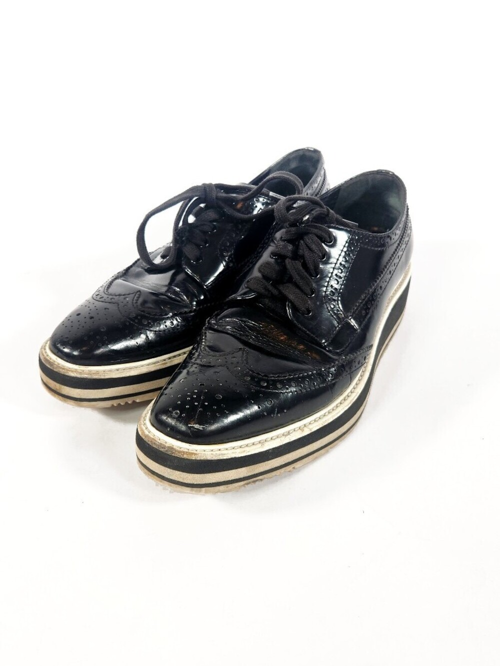 Prada Black Platform Brogues Size 6.5 - Picture 2 of 8
